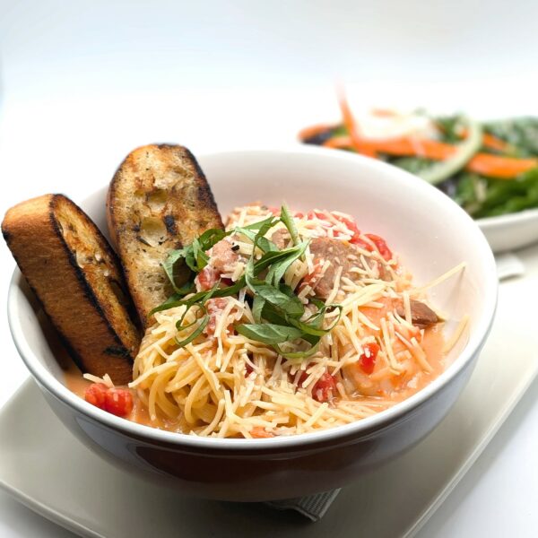 SAUSAGE AND SHRIMP ALFREDO // $22.99